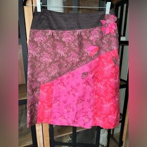 Vintage Y2K Oilily Patchwork Skirt midi Floral Boho Appliqué deadstock print